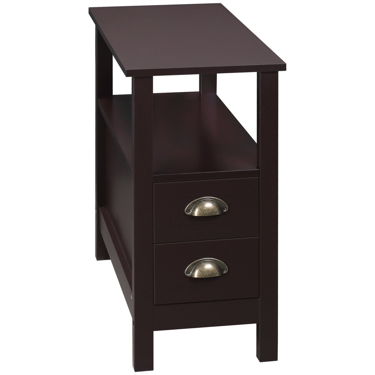 Coffee Slim Side Table with Drawers for Compact Spaces