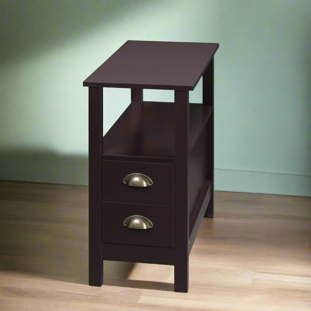 Coffee Slim Side Table with Drawers for Compact Spaces