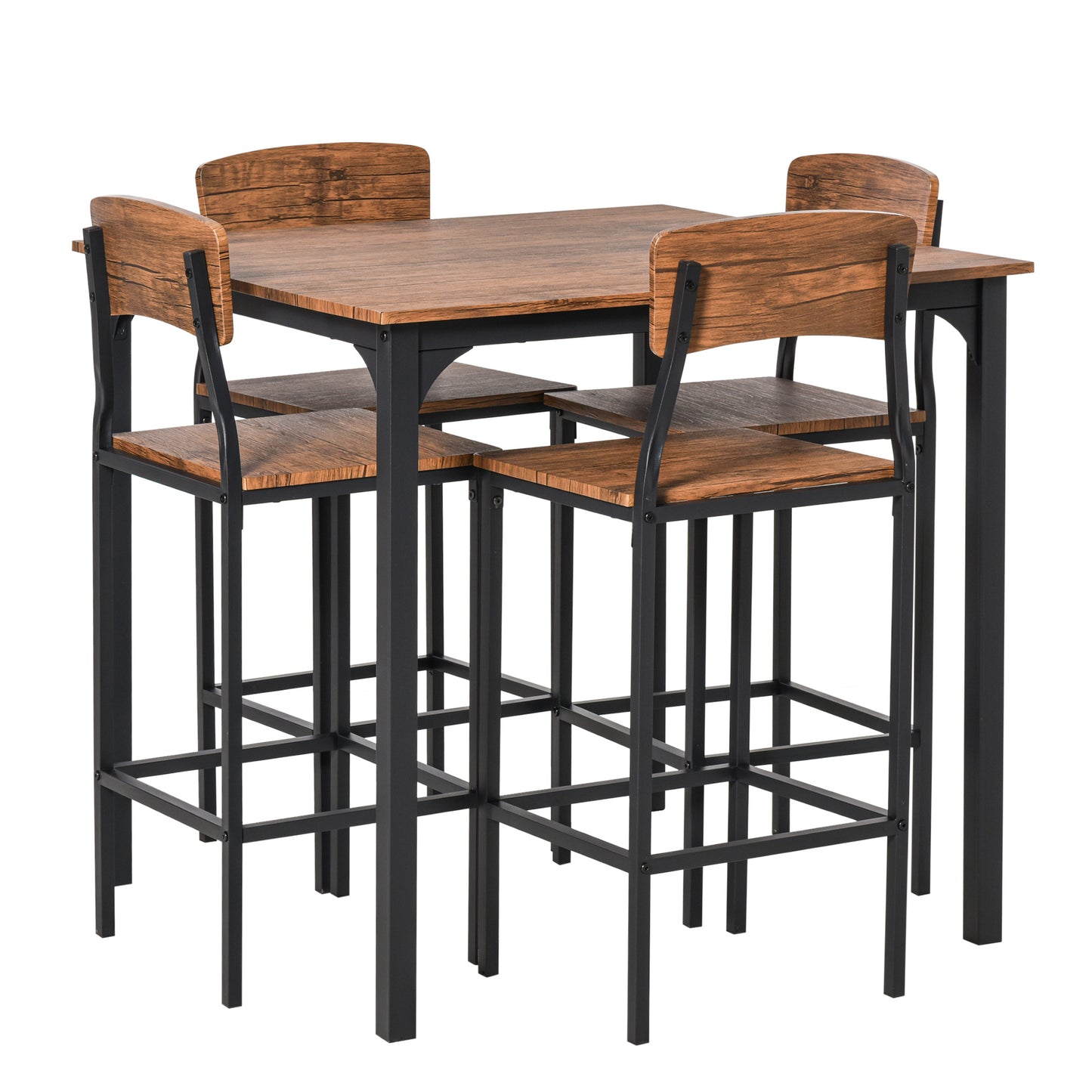 5-Piece Industrial Counter Height Dining Set - Walnut