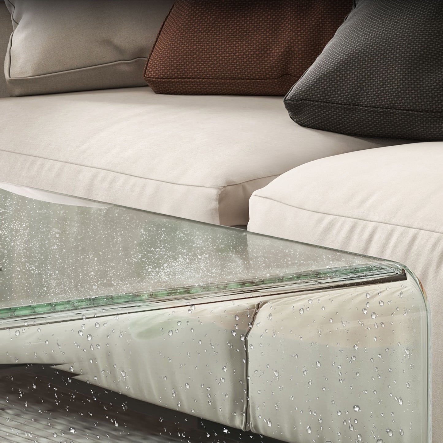 Modern One-Piece Molded Glass Coffee Table - Clear