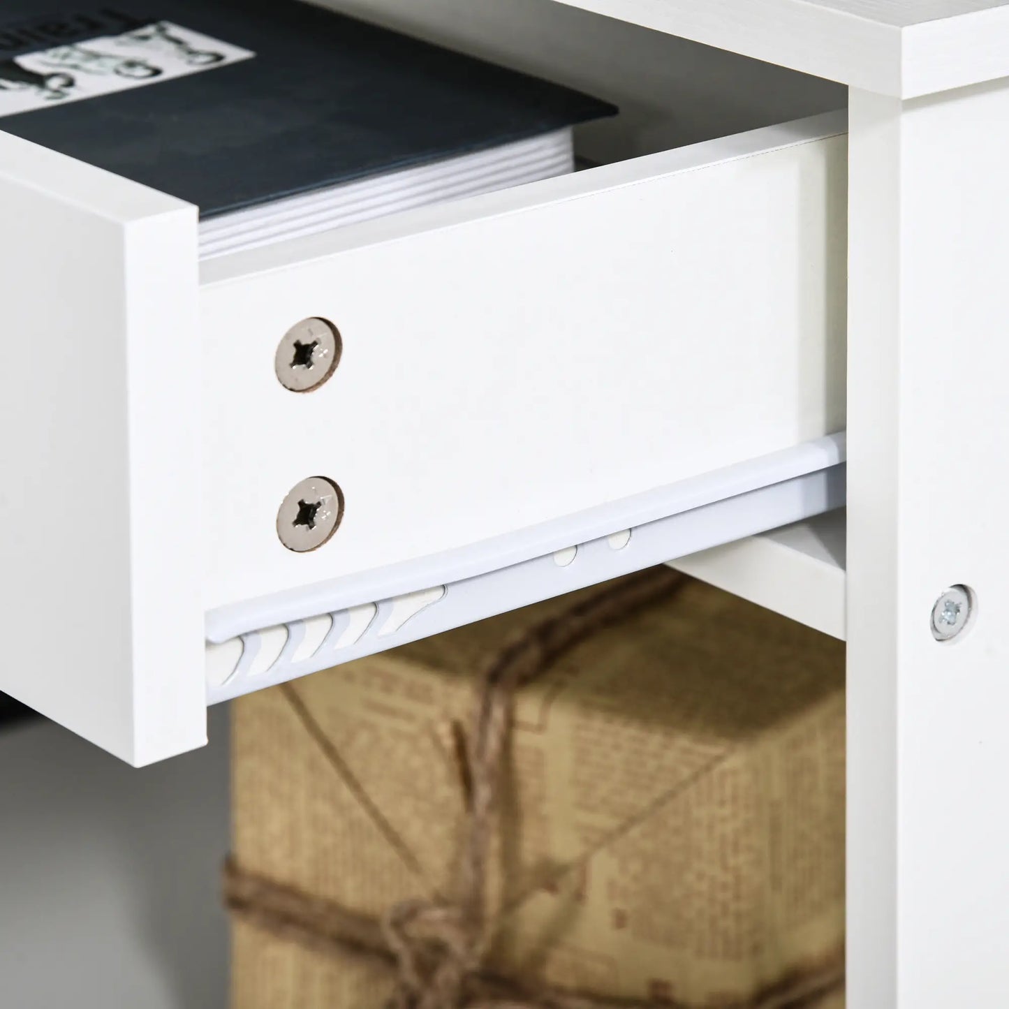 39" Console Table with X-Frame Design and Storage Drawers, White
