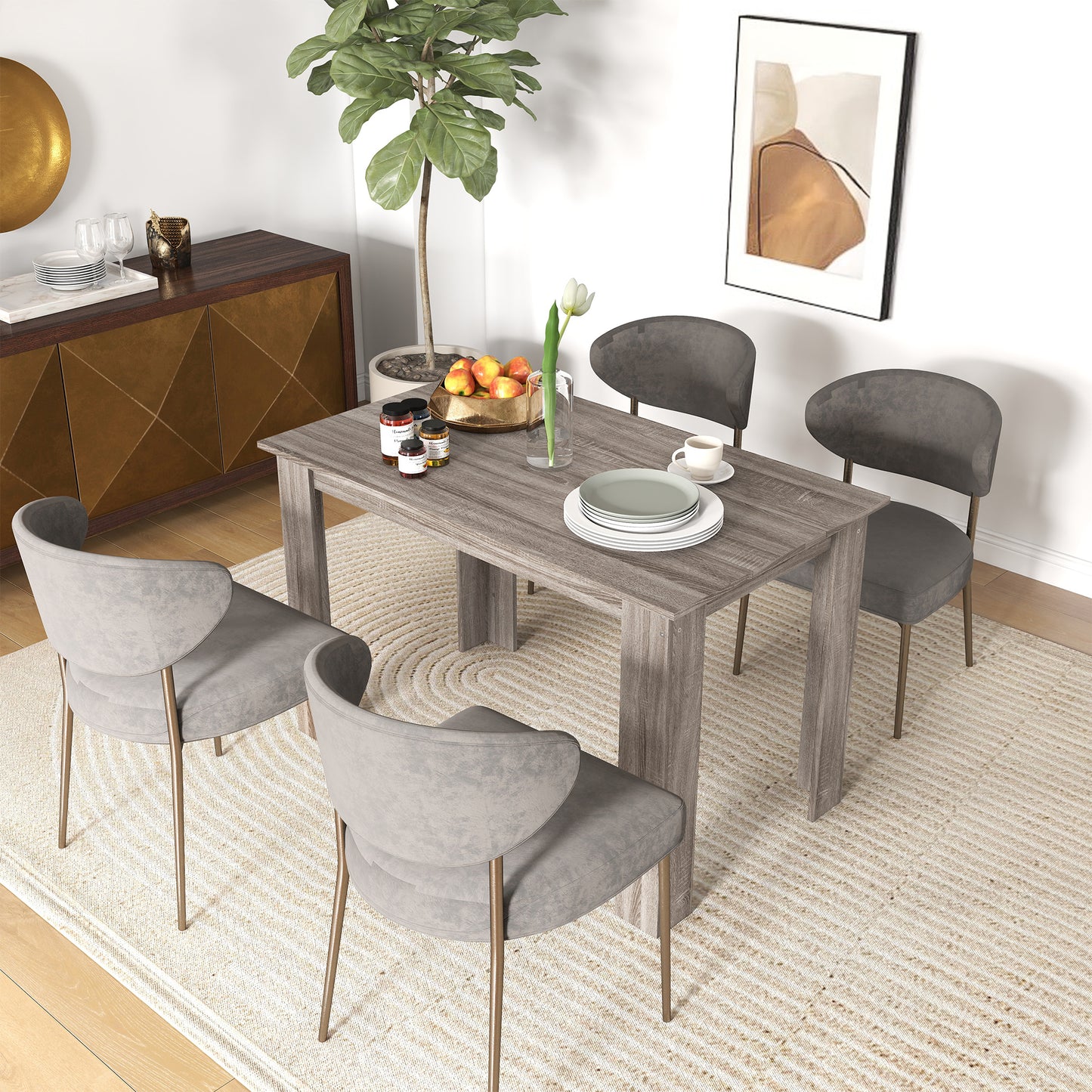 47" Kitchen Table for 4-6 People - Light Gray