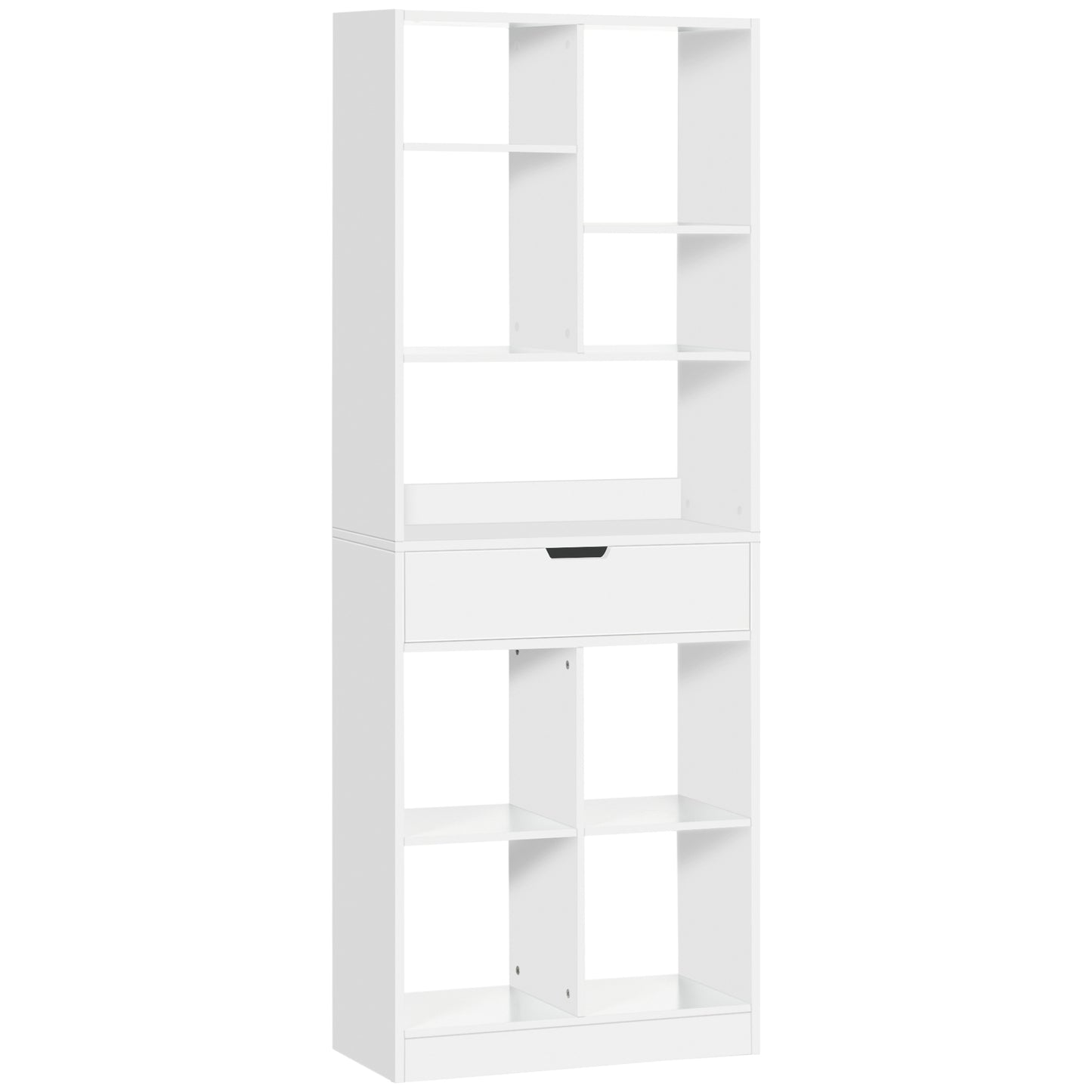 Tall Bookshelf with Drawer and Wide Worktop, White