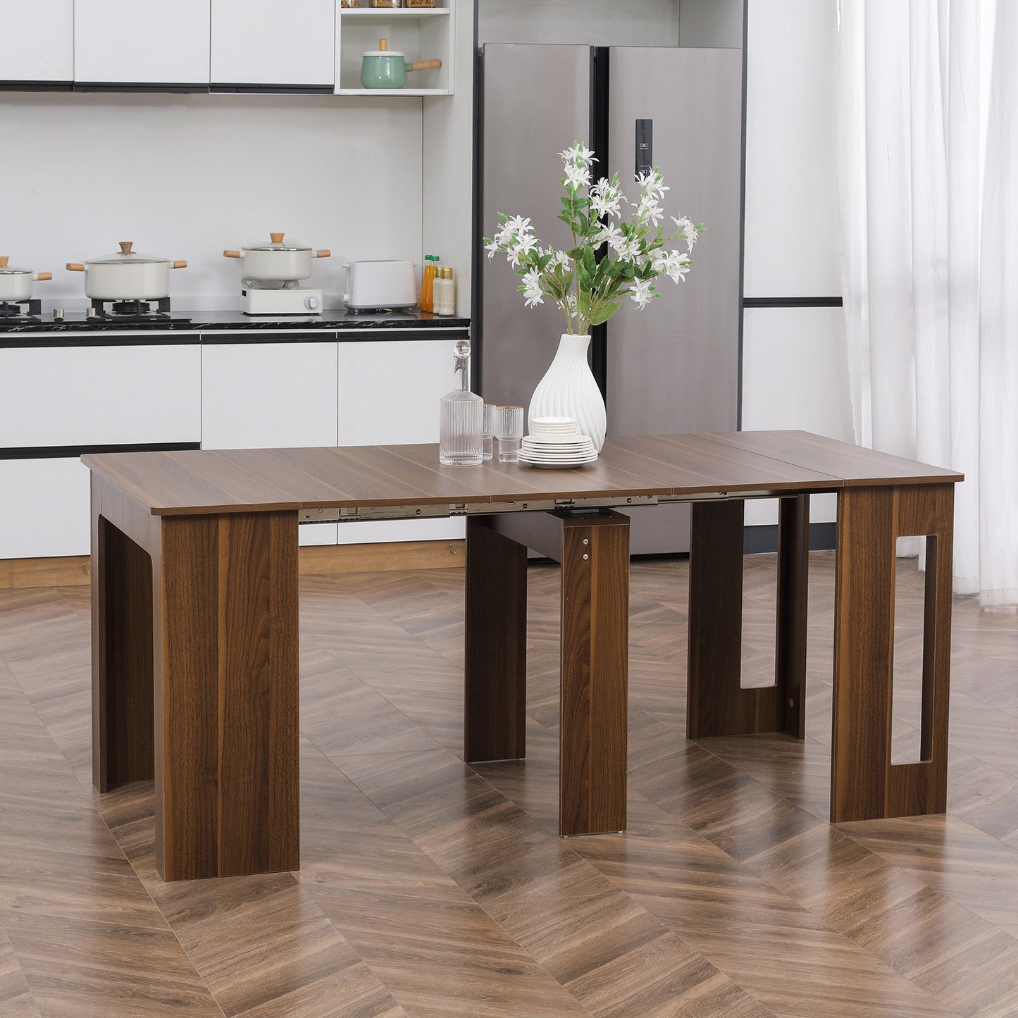 Extendable Dining Table for Small Spaces - Light Brown