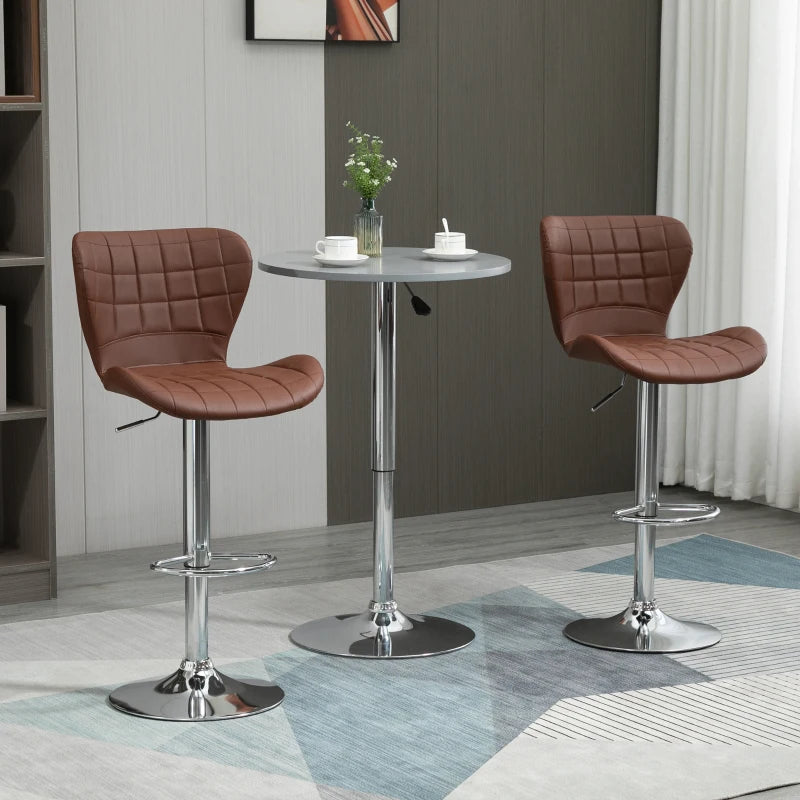 Adjustable Swivel Counter Stools with PU Leather, Brown (Set of 2)