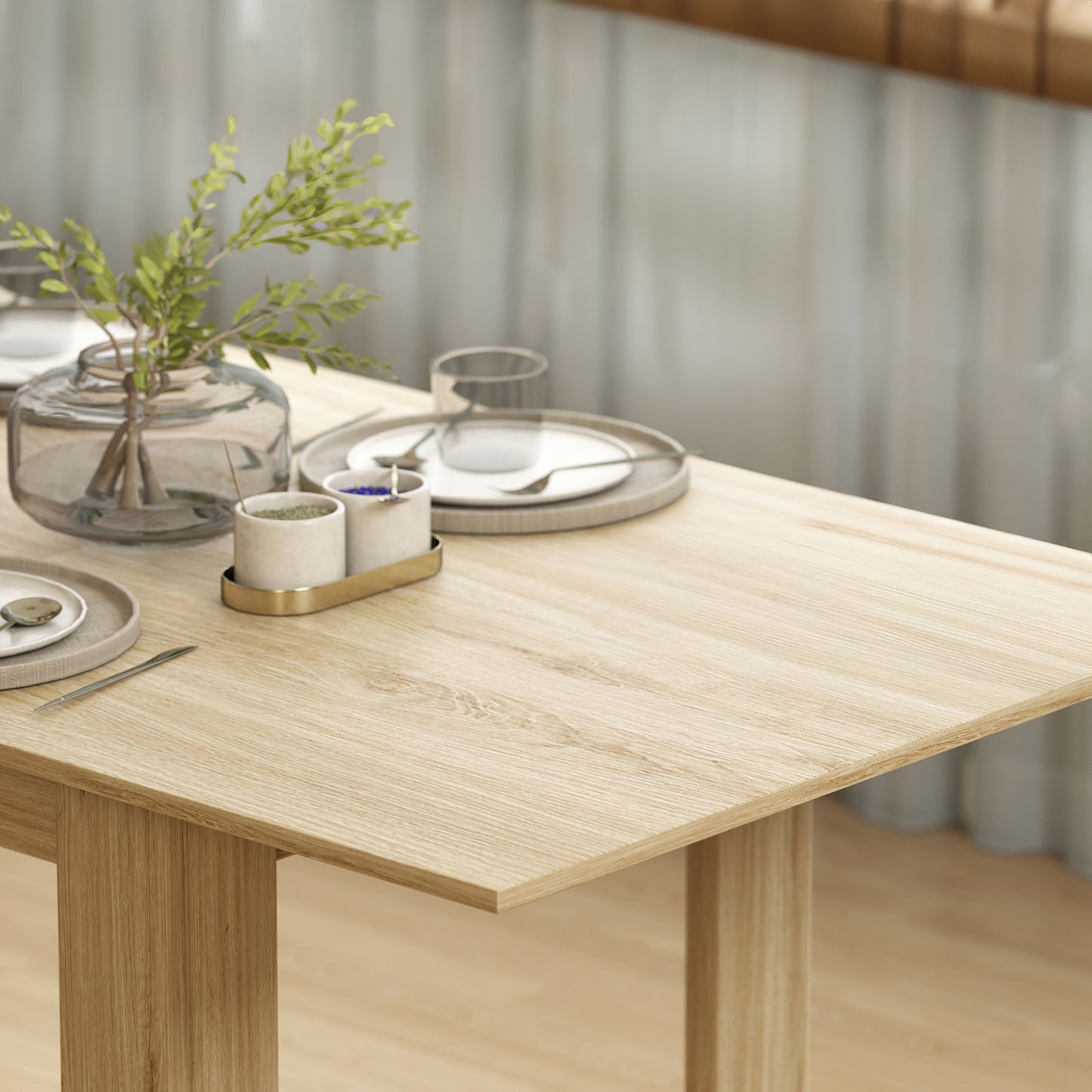 Modern Extendable Dining Table for 6-8 People - Natural Wood