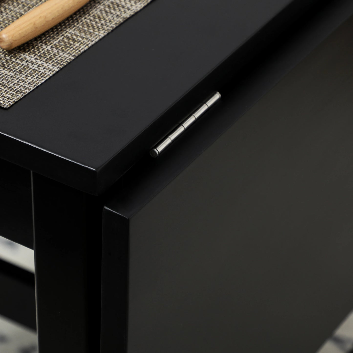 Solid Wood Drop Leaf Dining Table - Black