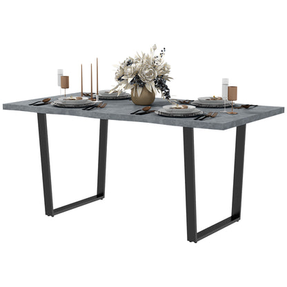 63" Industrial Dining Table with Wave Edge and Steel Legs - Cement Gray