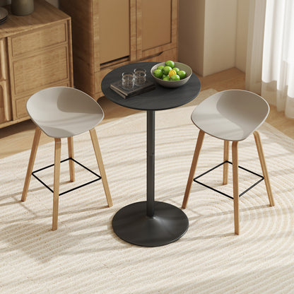 Bar Height Round Table with Wood Veneer Top for 2 People, Black