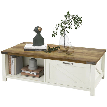 Coffee Table with Drawer and Storage Shelf, Brown