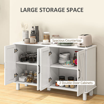 Sideboard Buffet Cabinet with Barn Doors, White