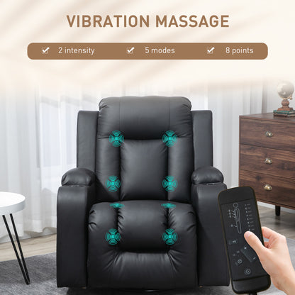 360° Swivel Massage Recliner Chair with Cup Holders, Black