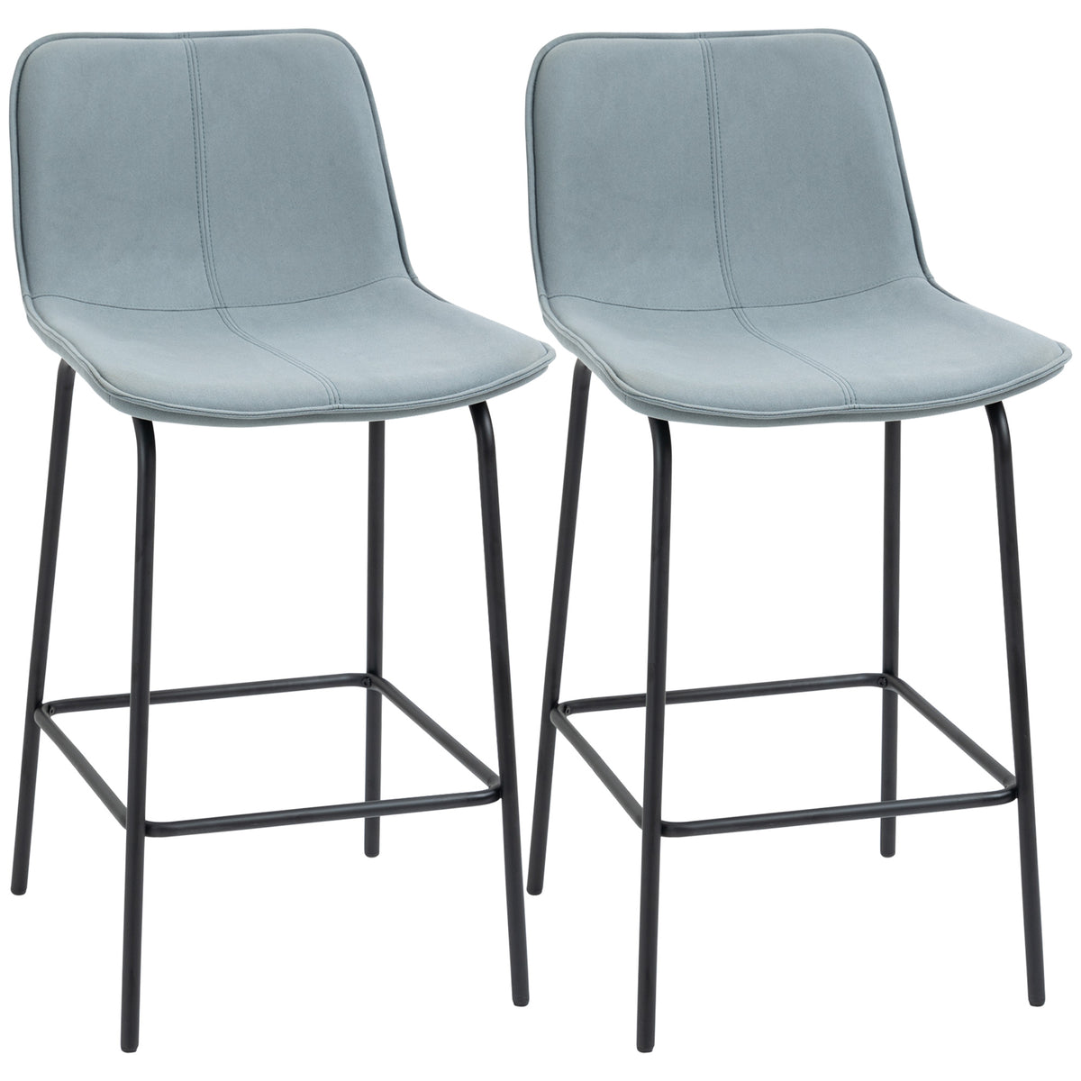Counter-Height Bar Stools with Upholstered Seat and Metal Legs, Light Grey (Set of 2)