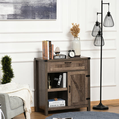 Farmhouse Buffet Sideboard with Barn Doors, Dark Oak