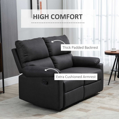 Manual Reclining Loveseat with Footrest, Dark Grey