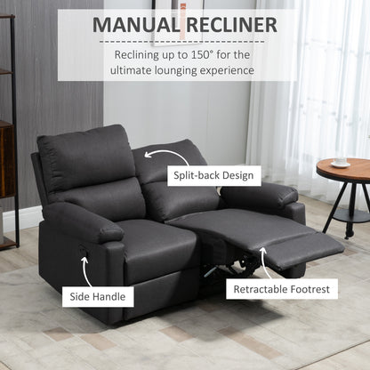 Manual Reclining Loveseat with Footrest, Dark Grey