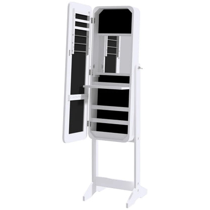 Freestanding LED Lighted Jewelry Armoire with Full-Length Mirror, White