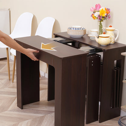 Extendable Dining Table for Small Spaces - Dark Brown