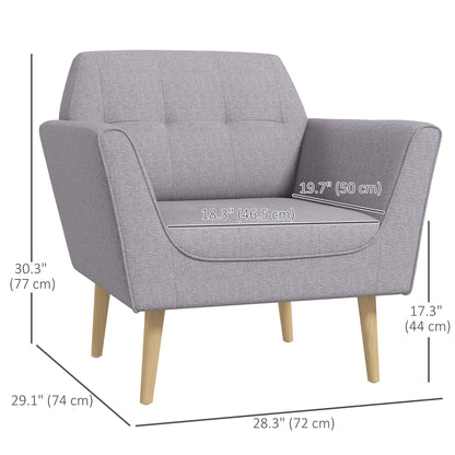Upholstered Armchair, Modern Accent Chair with Tufted Pattern, Gray