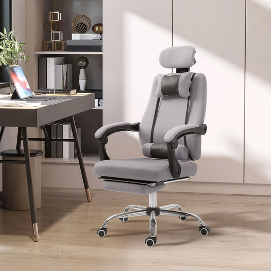Ergonomic Executive High Back Office Chair with Mesh Fabric and Footrest, Gray