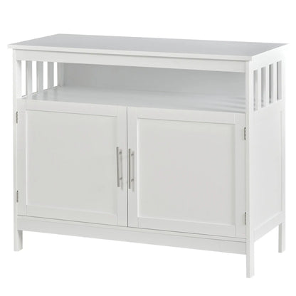 39" Wooden Console Table with Cabinet and Open Shelf, White