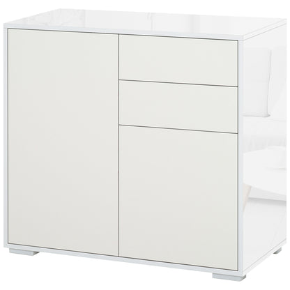 High Gloss Buffet Sideboard with Push-Open Doors, White