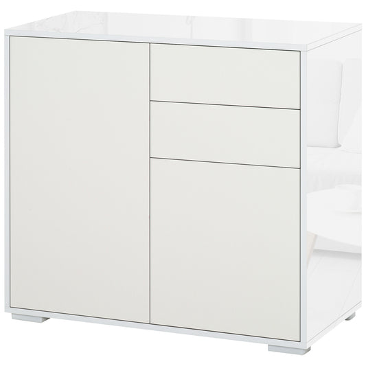 High Gloss Buffet Sideboard with Push-Open Doors, White