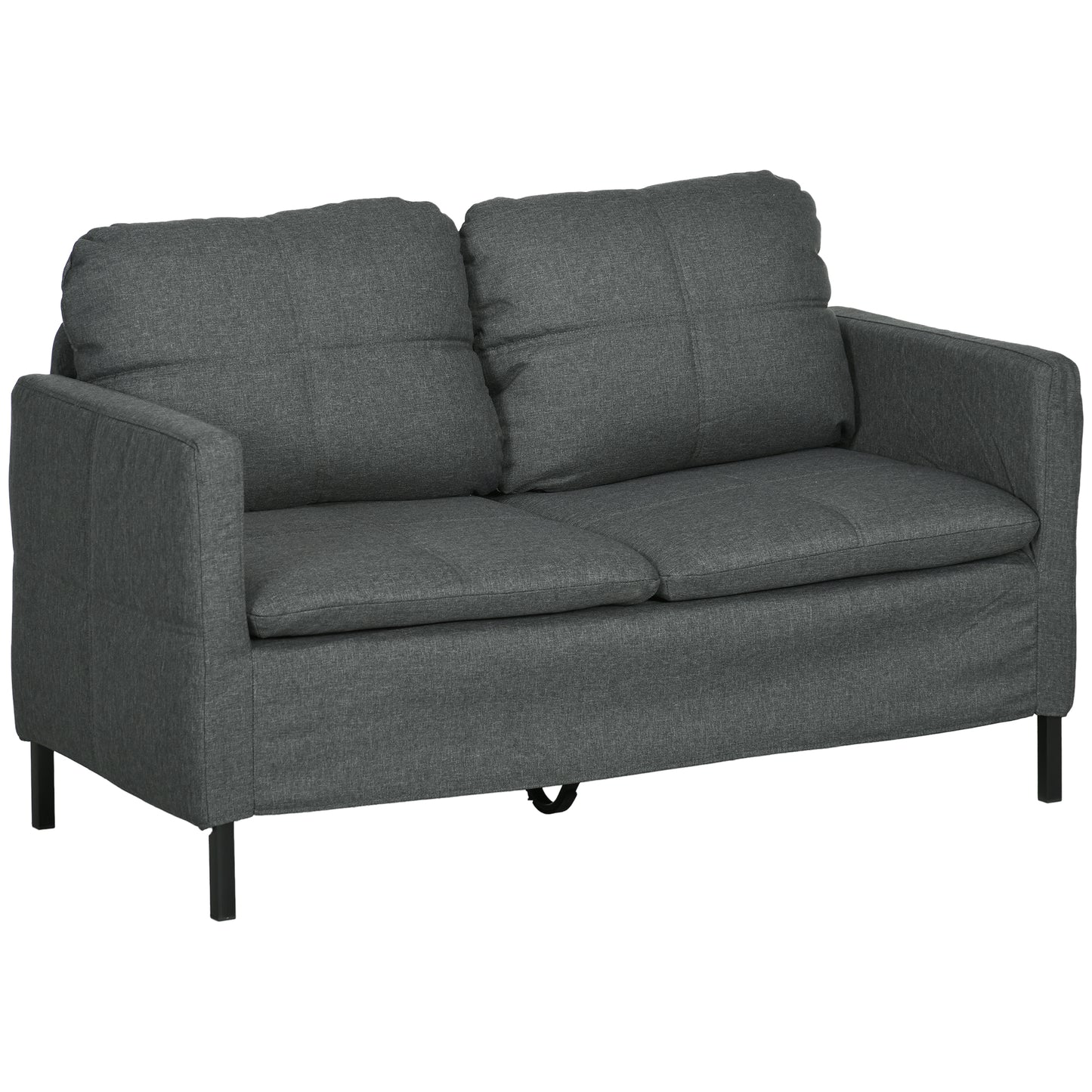 Dark Grey 53" 2-Seat Upholstered Sofa with Steel Legs