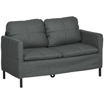 Dark Grey 53" 2-Seat Upholstered Sofa with Steel Legs