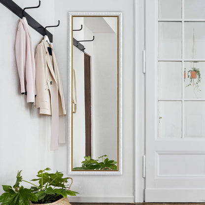 Full Length Floor Mirror with Silver Frame, 64" x 21", Versatile Standing, Leaning or Wall Mount