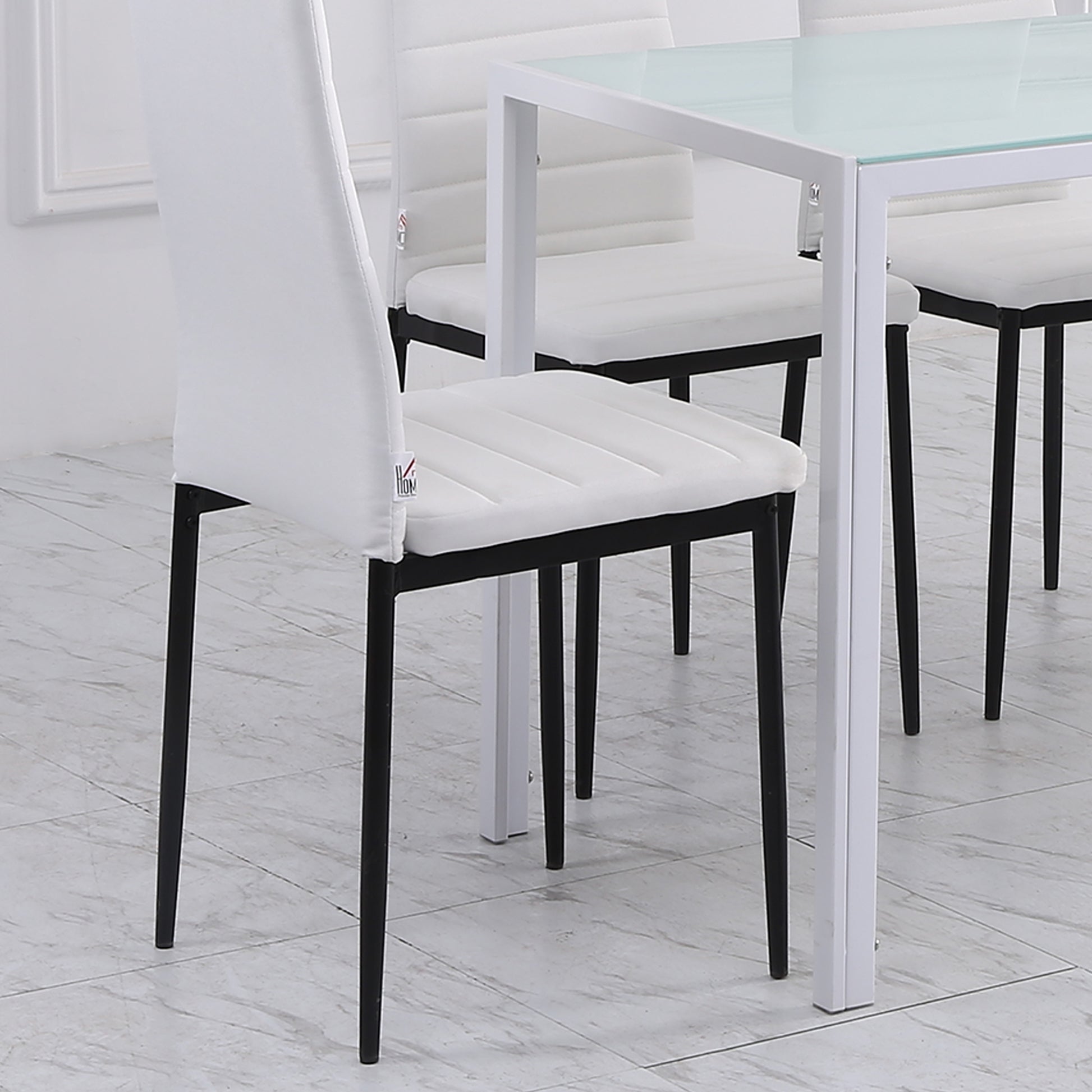 Modern Bar Stools with Backrest, White (Set of 2)