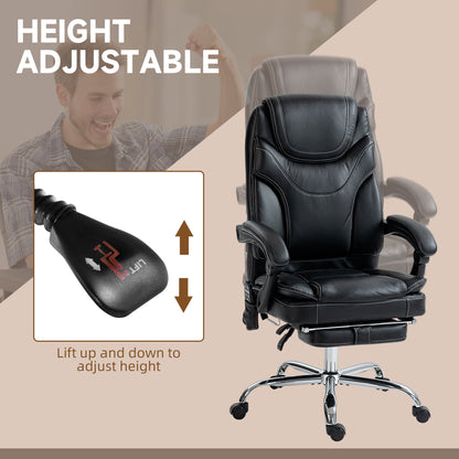 6-Point Vibration Massage Office Chair with Heating and Footrest, Black