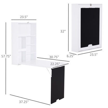 Wall Mounted Fold-Out Desk with Storage and Writing Board