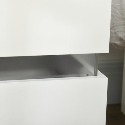 Large LED Nightstand with RGB Lighting and 2 Drawers, White