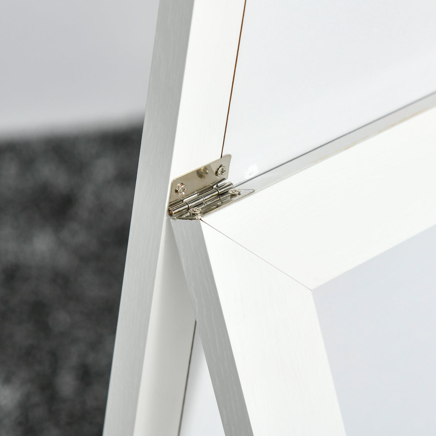 Full Length Rectangular Mirror with White Frame, 58" x 20", Floor Standing Design