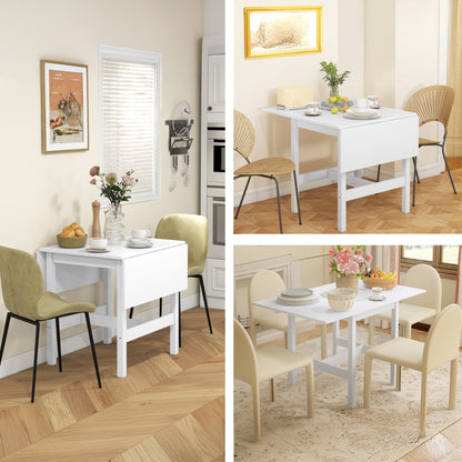 Solid Wood Farmhouse Drop Leaf Dining Table - White