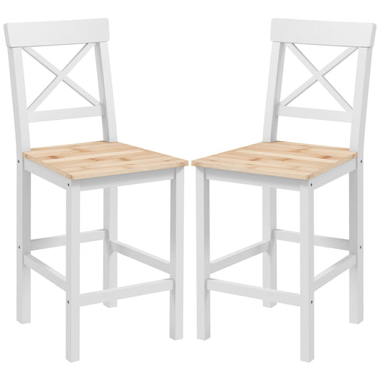 Counter-Height Bar Stools with Backrest, Natural (Set of 2)
