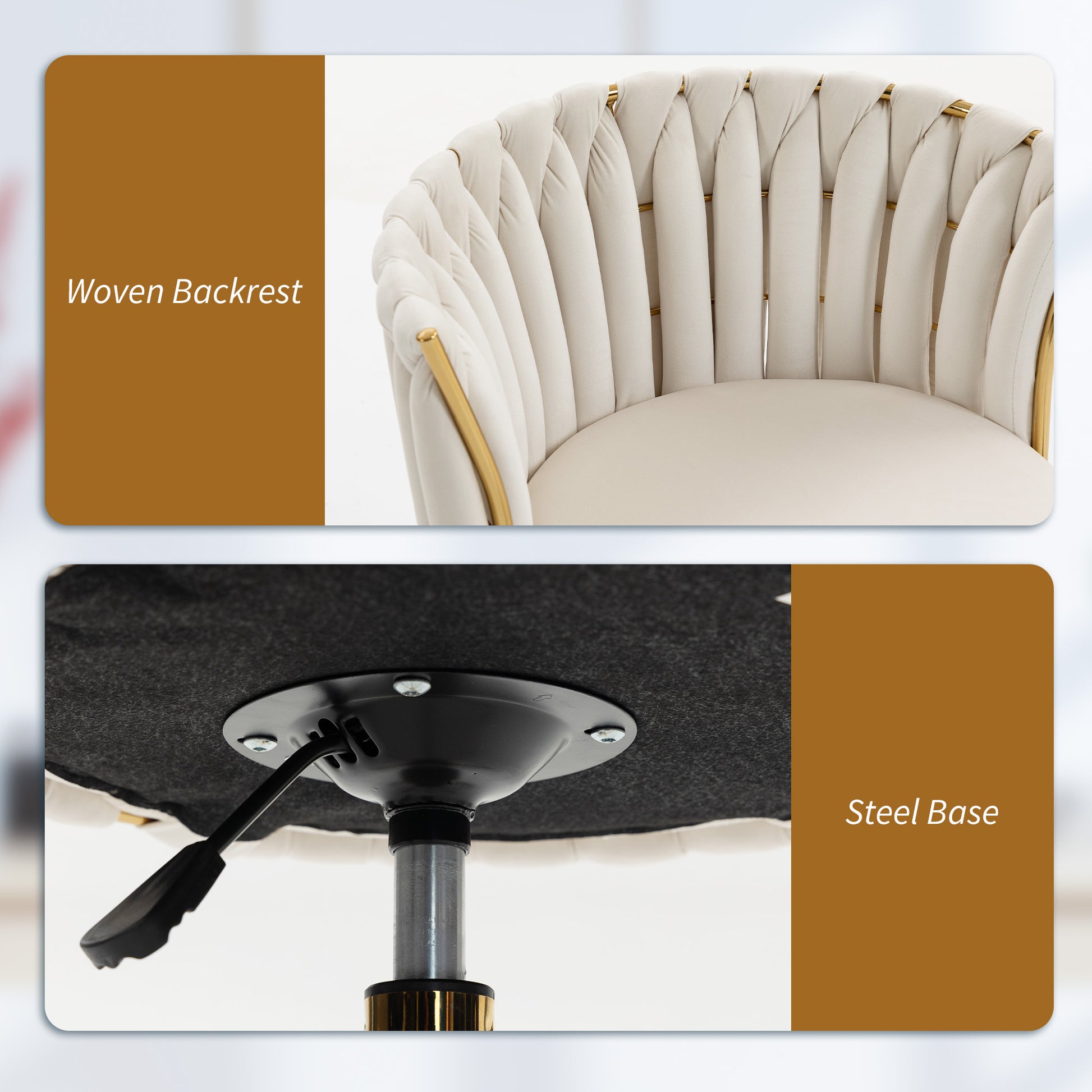 Armless Cross-Legged Office Chair, Cream White