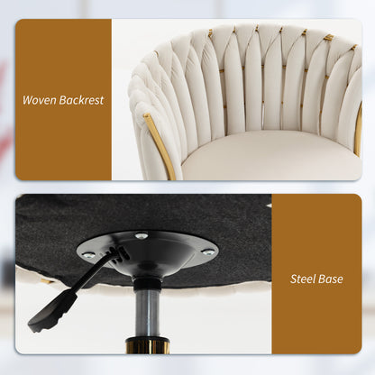 Armless Cross-Legged Office Chair, Cream White