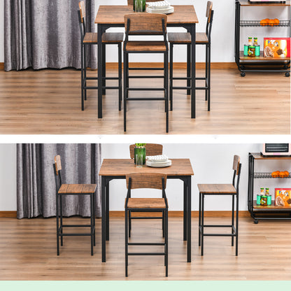 5-Piece Industrial Counter Height Dining Set - Walnut
