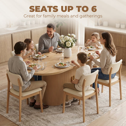 Extendable Dining Table for 6-8 People, Natural Wood