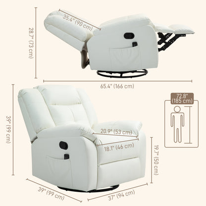 Luxury Massage Recliner Chair with 8 Vibration Points, Cream White