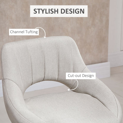 Adjustable Height Swivel Bar Stools with Linen Upholstery, Cream (Set of 2)