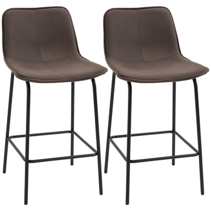 Counter-Height Bar Stools with Upholstered Seat and Metal Legs, Coffee (Set of 2)