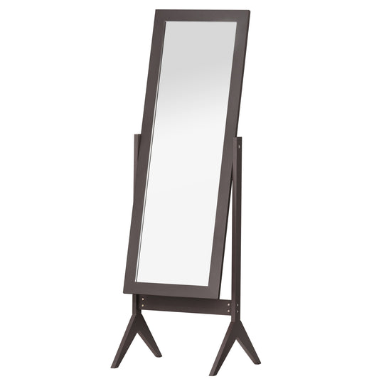 Full Length Standing Mirror with Adjustable Angle, Dark Brown