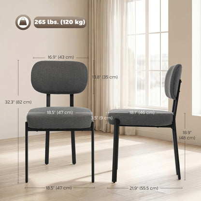Tufted Upholstered Dining Chairs with Metal Legs, Grey (Set of 2)