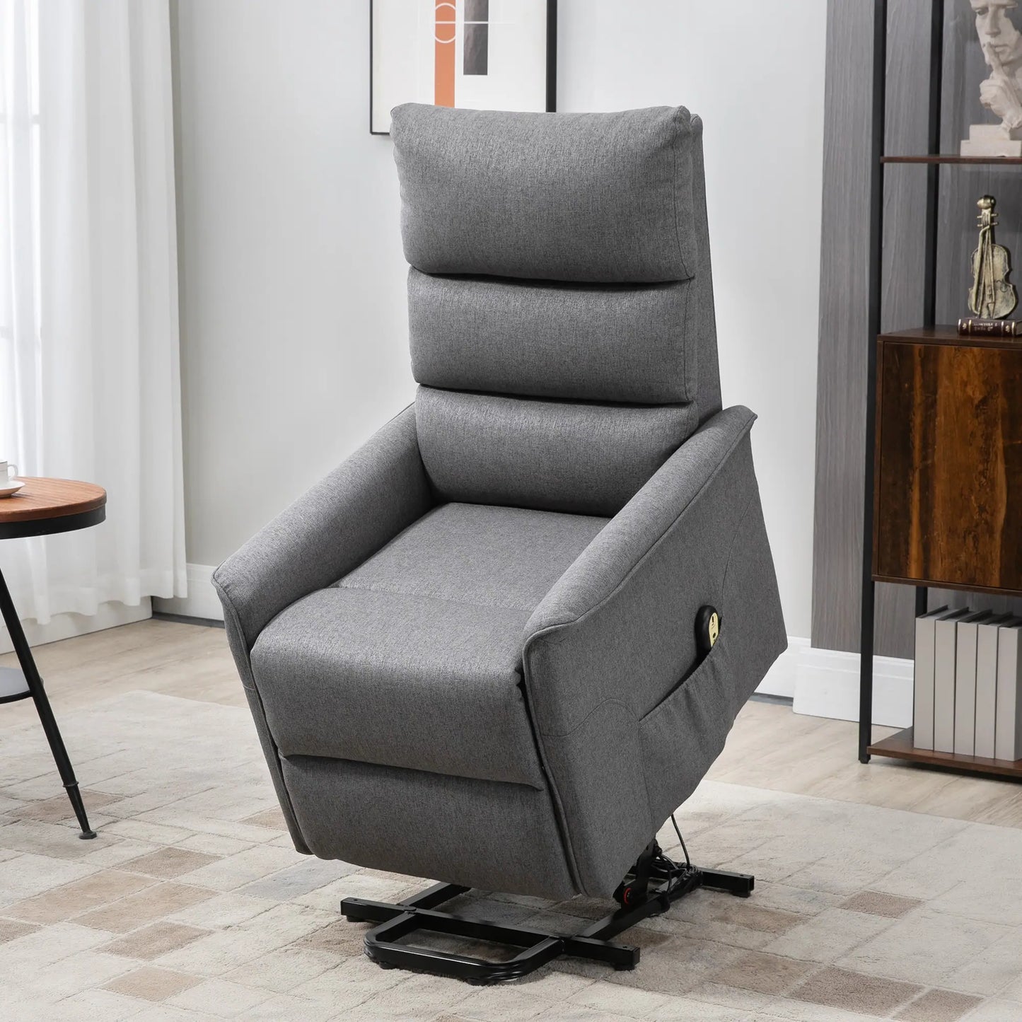 Power Lift Recliner Chair with Remote Control, Dark Grey
