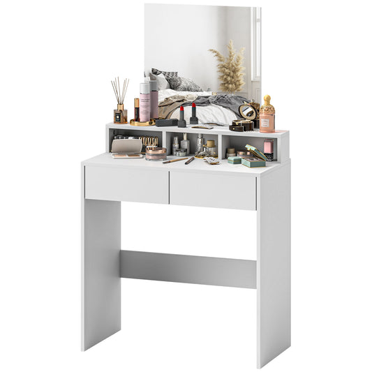 Makeup Vanity Desk with Mirror and Storage, White