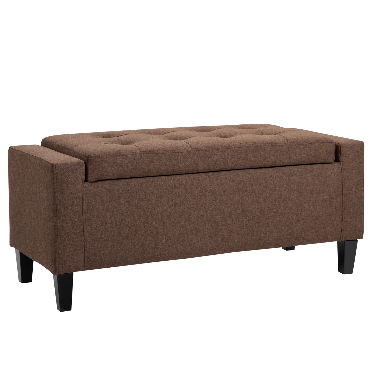 Tufted Storage Ottoman Bench, Brown