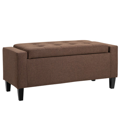 Tufted Storage Ottoman Bench, Brown